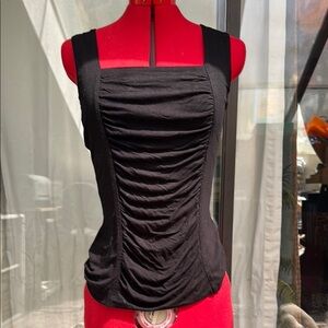 White House Black Market Black Ruched Sleeveless tank